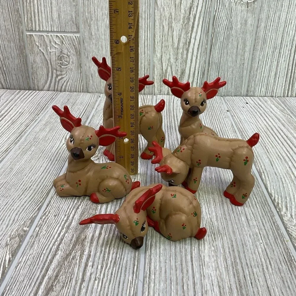 Vintage Hand Painted Kimple Molds Christmas Reindeer Set 6 1988